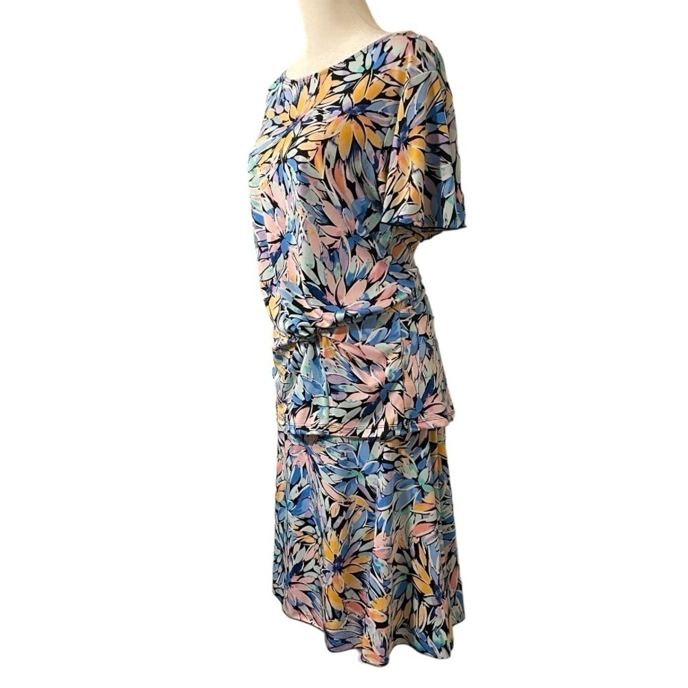 Passport Colorful Floral 2-Piece Skirt and Blouse Vintage style feminine Sz L - Picture 4 of 11